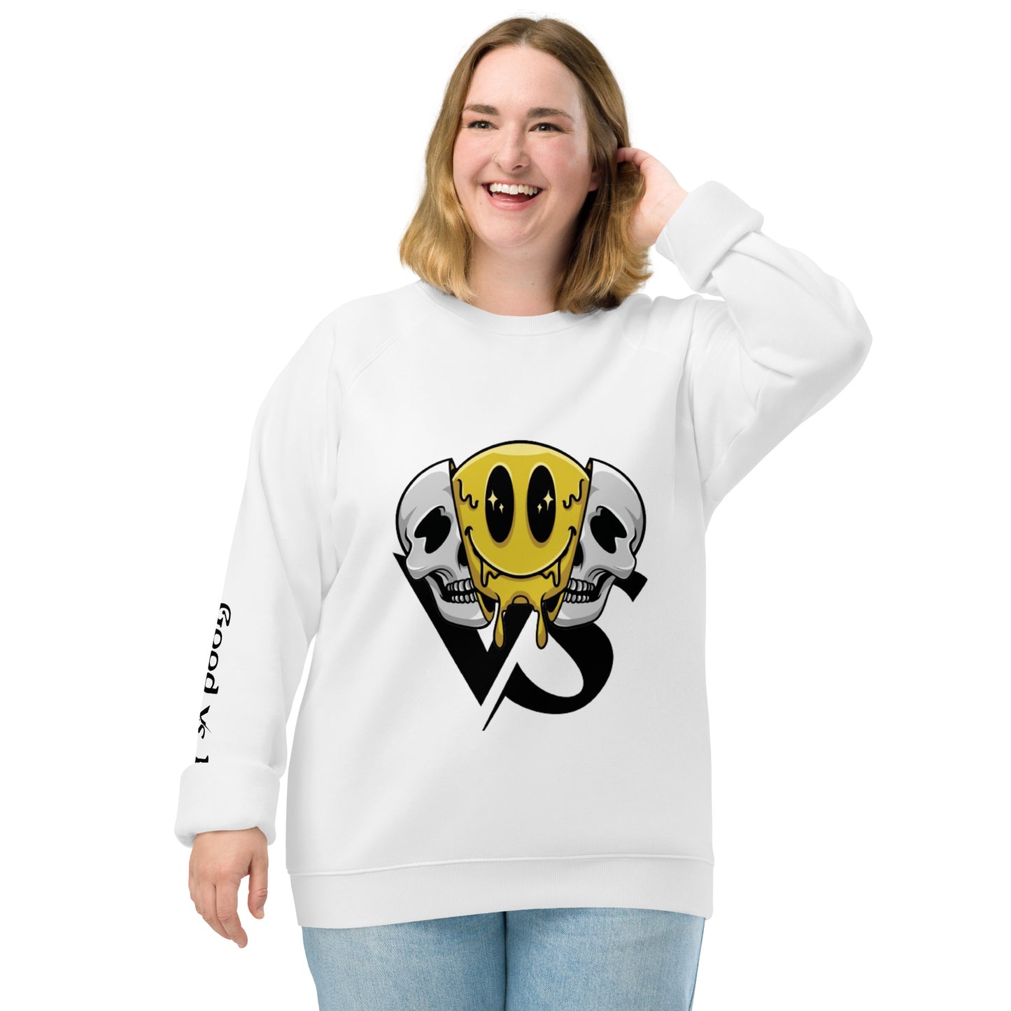 Good vs Evil Unisex organic raglan sweatshirt