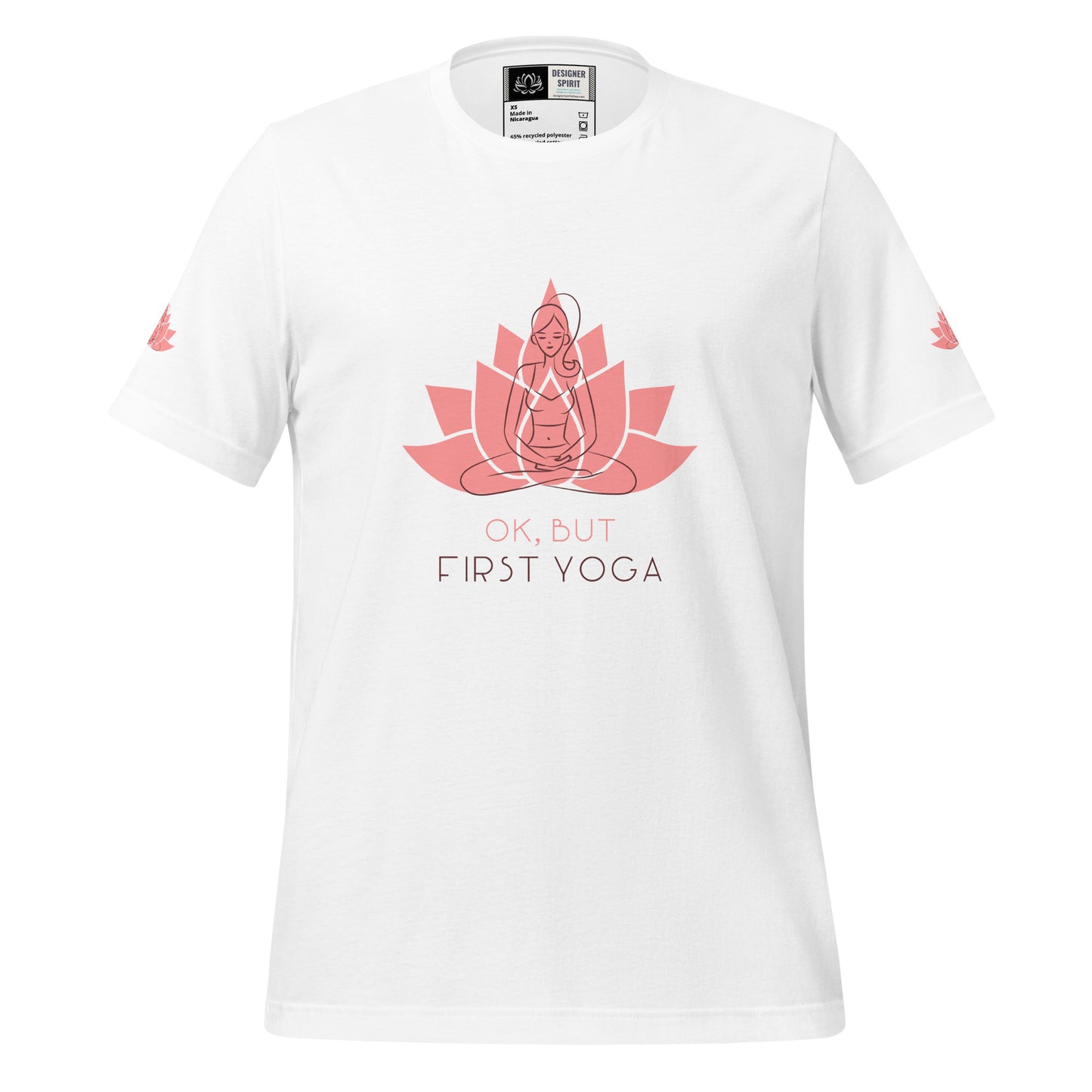 Okay But First Yoga Unisex staple eco t-shirt