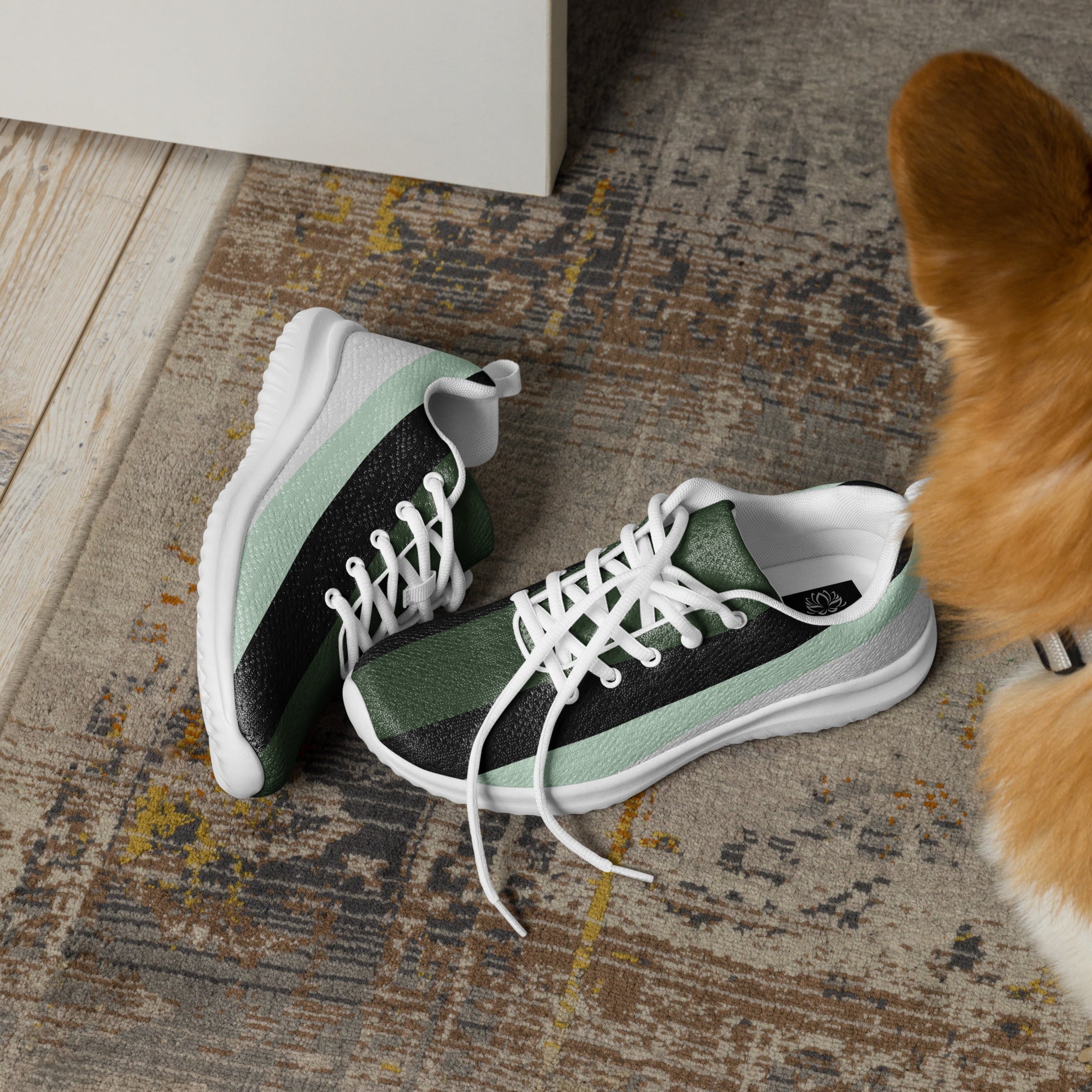 Green Strip Design Women’s athletic sneakers