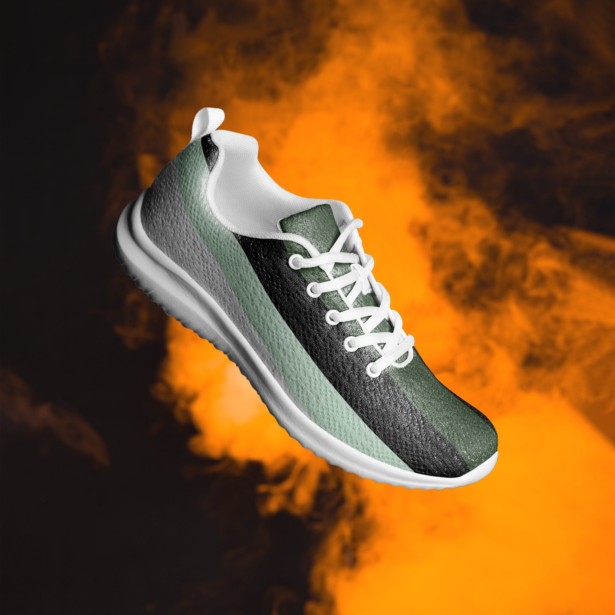 Green Strip Design Women’s athletic sneakers