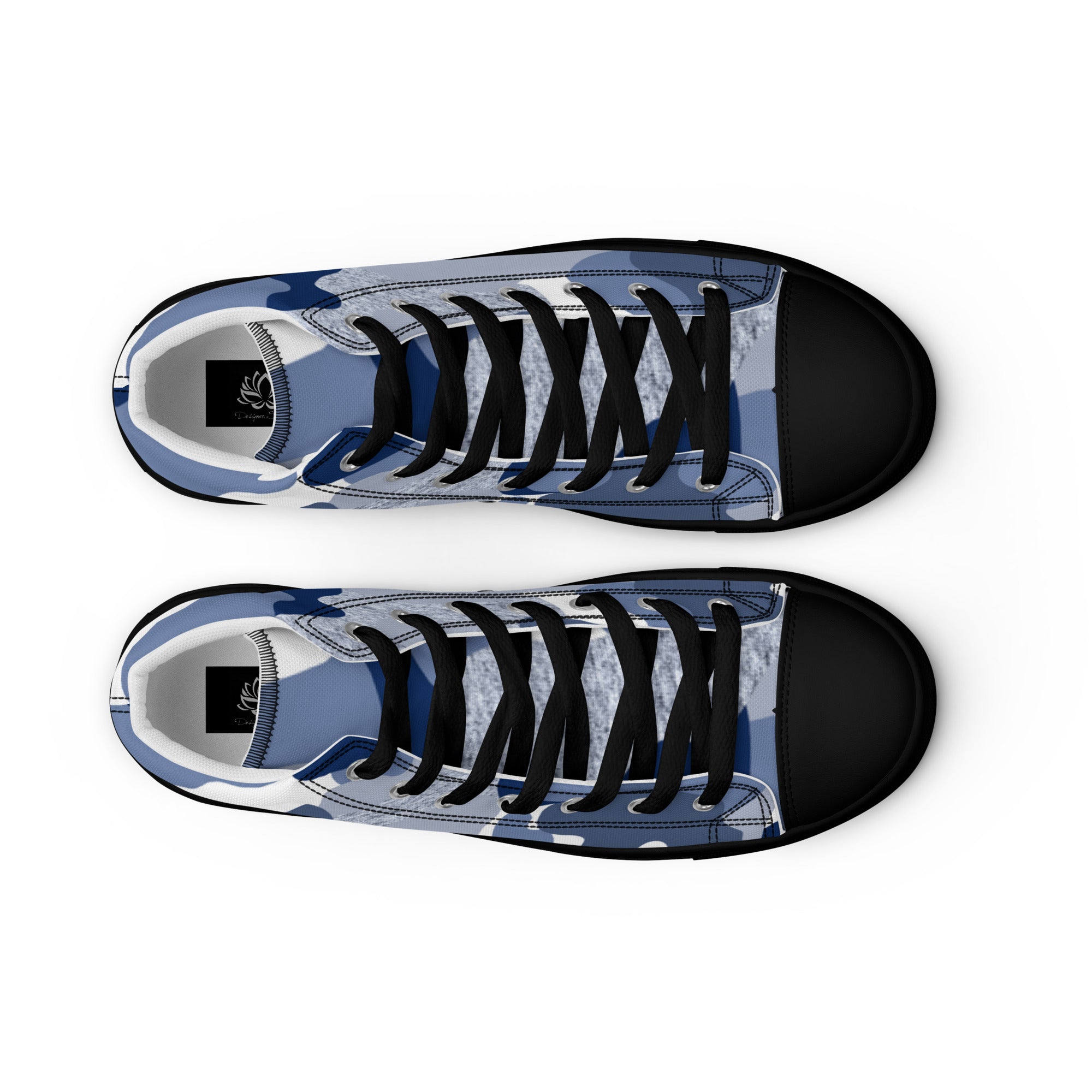 Blue Camo Women’s high top canvas sneakers