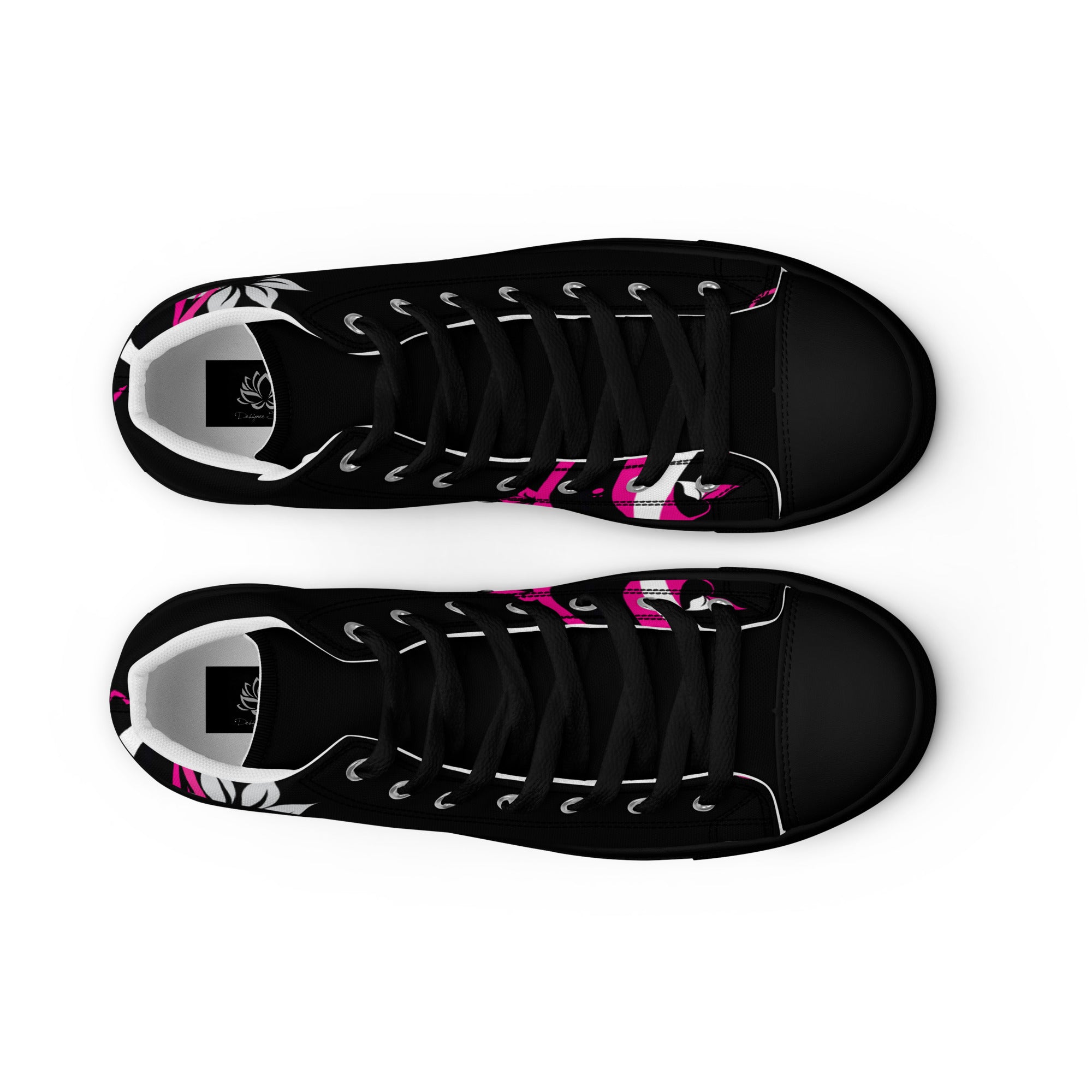 Pink Floral Print Women’s high top canvas sneakers