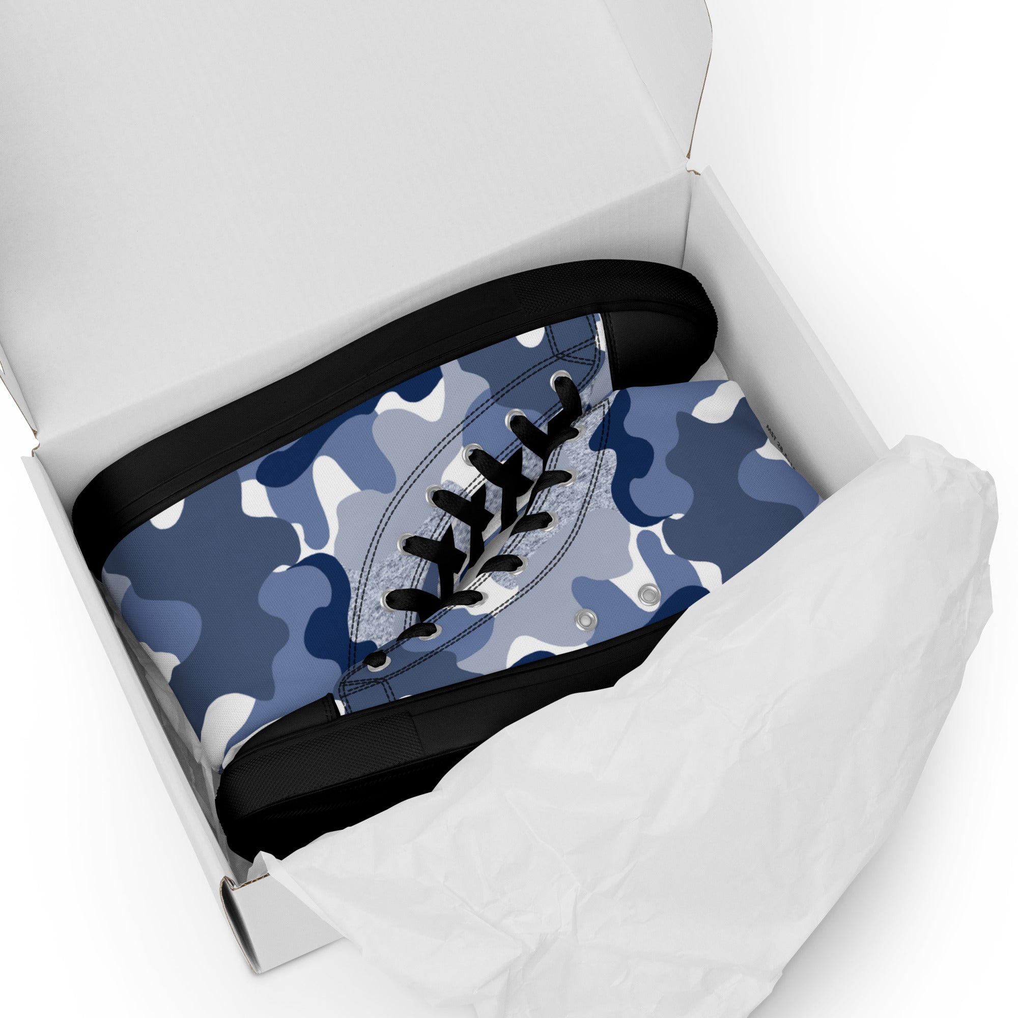 Blue Camo Women’s high top canvas sneakers