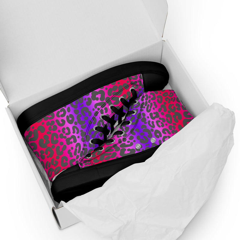 Cheetah Print Women’s high top canvas sneakers