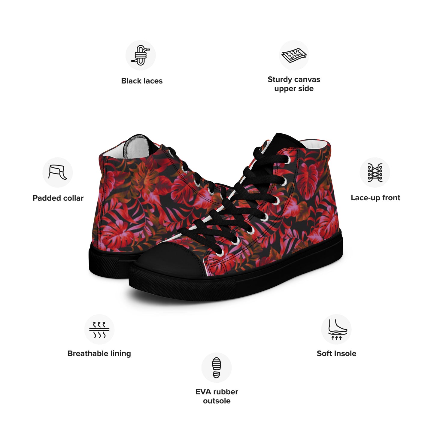 Leaf Print Women’s high top canvas sneakers