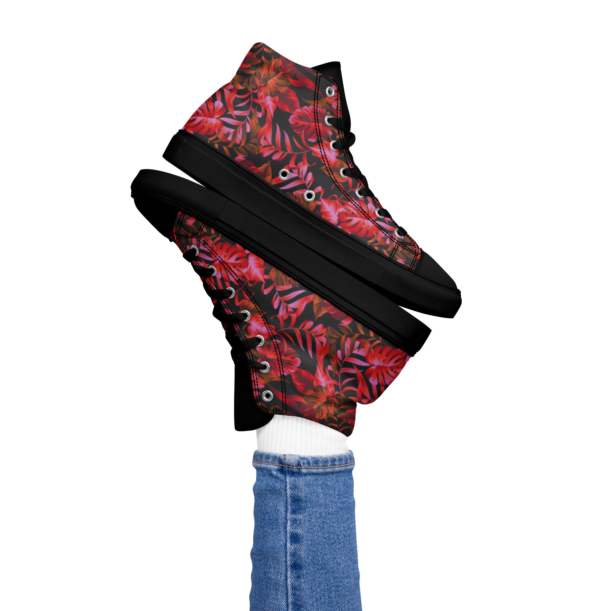 Leaf Print Women’s high top canvas sneakers