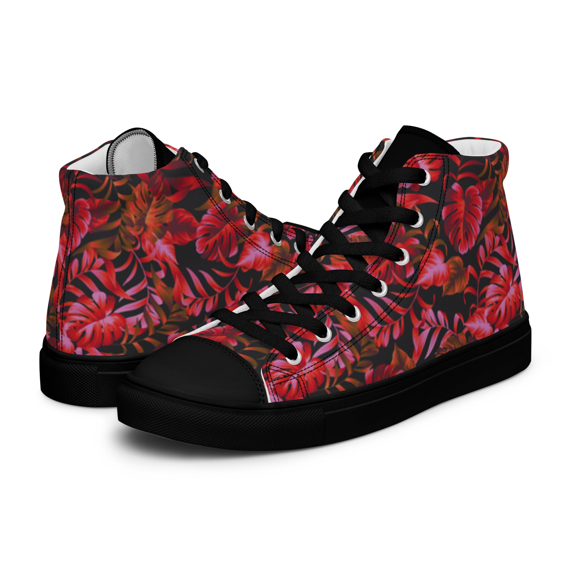 Leaf Print Women’s high top canvas sneakers