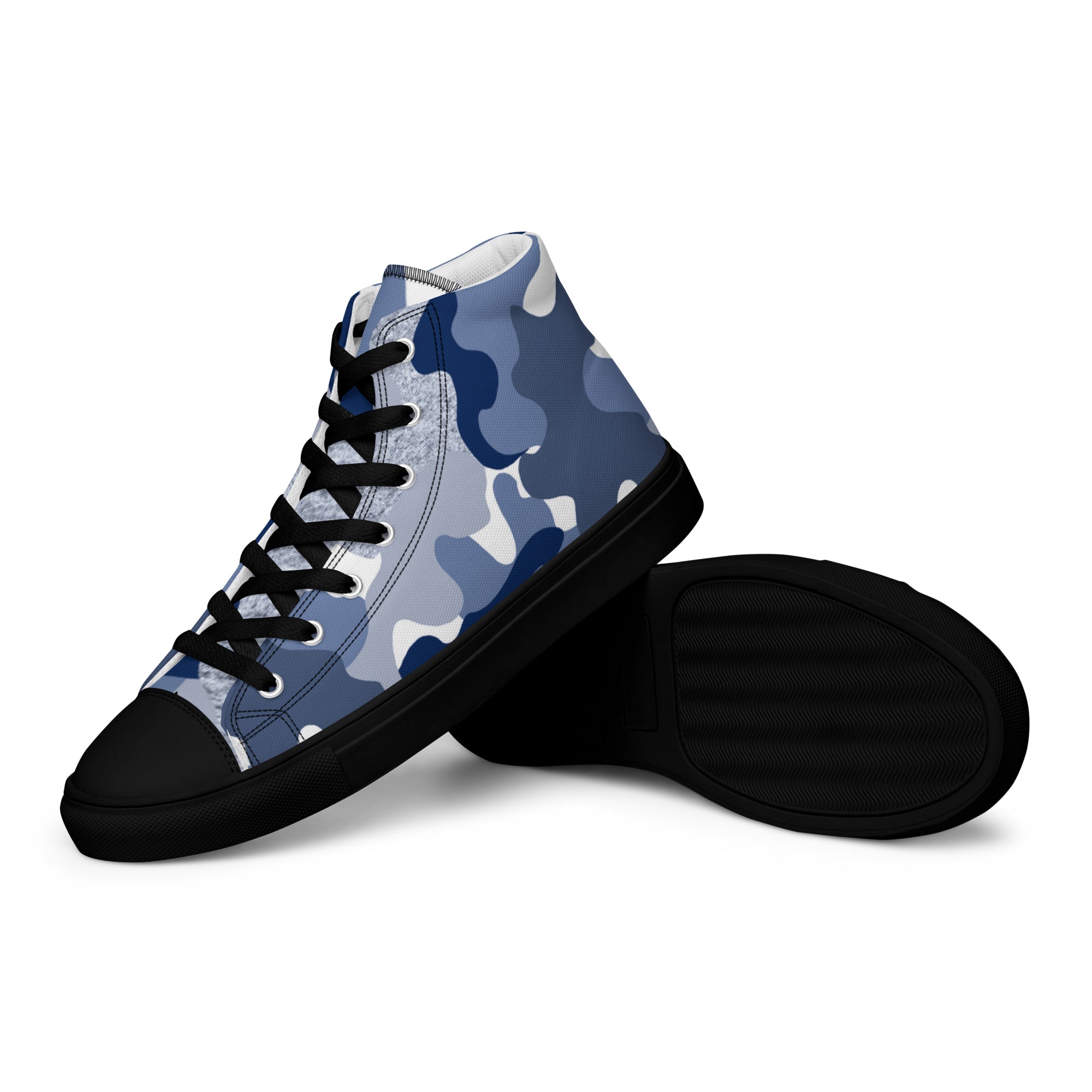 Blue Camo Women’s high top canvas sneakers