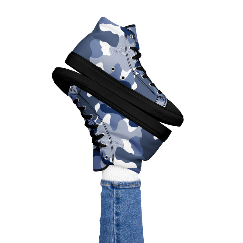 Blue Camo Women’s high top canvas sneakers