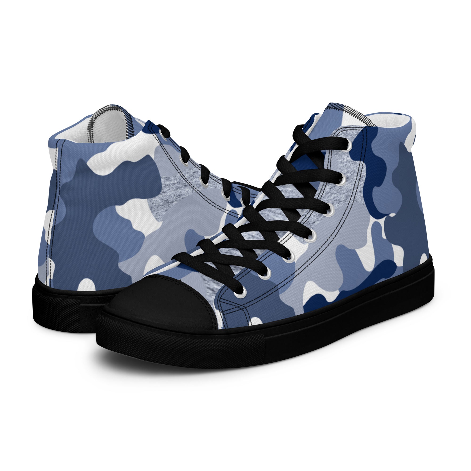 Blue Camo Women’s high top canvas sneakers