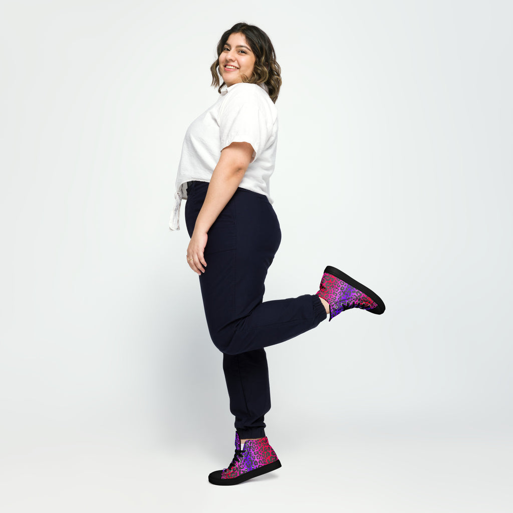 Cheetah Print Women’s high top canvas sneakers