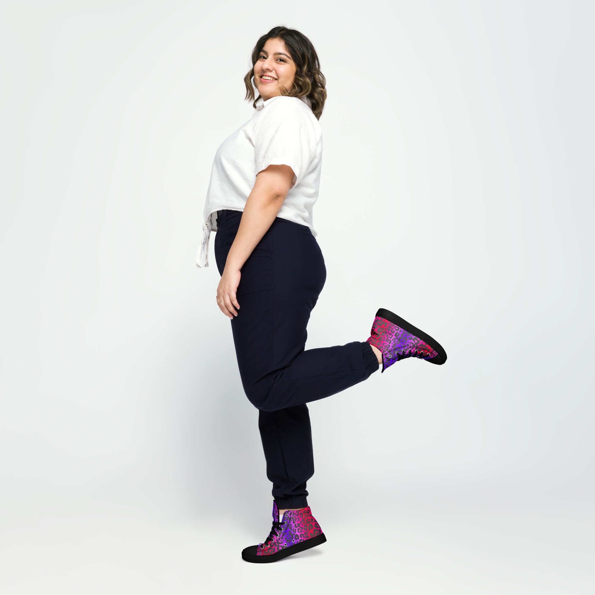 Cheetah Print Women’s high top canvas sneakers