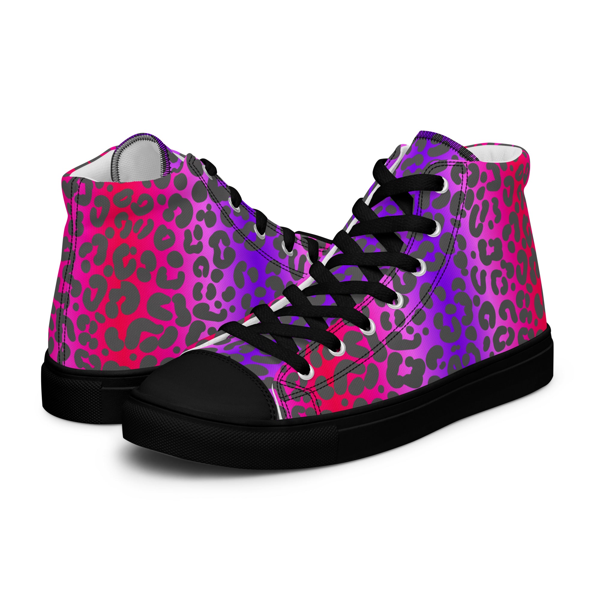 Cheetah Print Women’s high top canvas sneakers