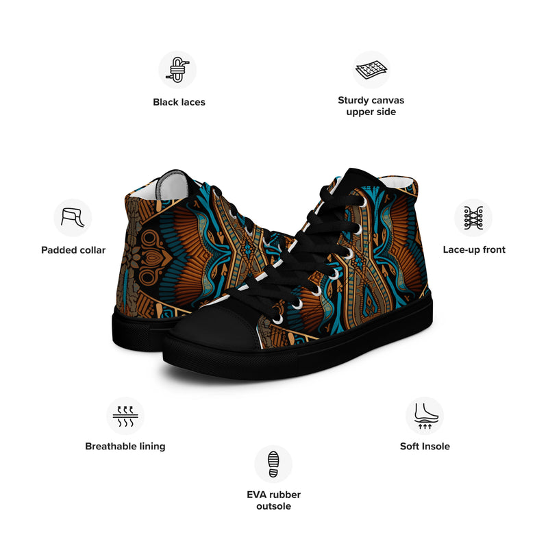 Egyptian Print Women’s high top canvas sneakers