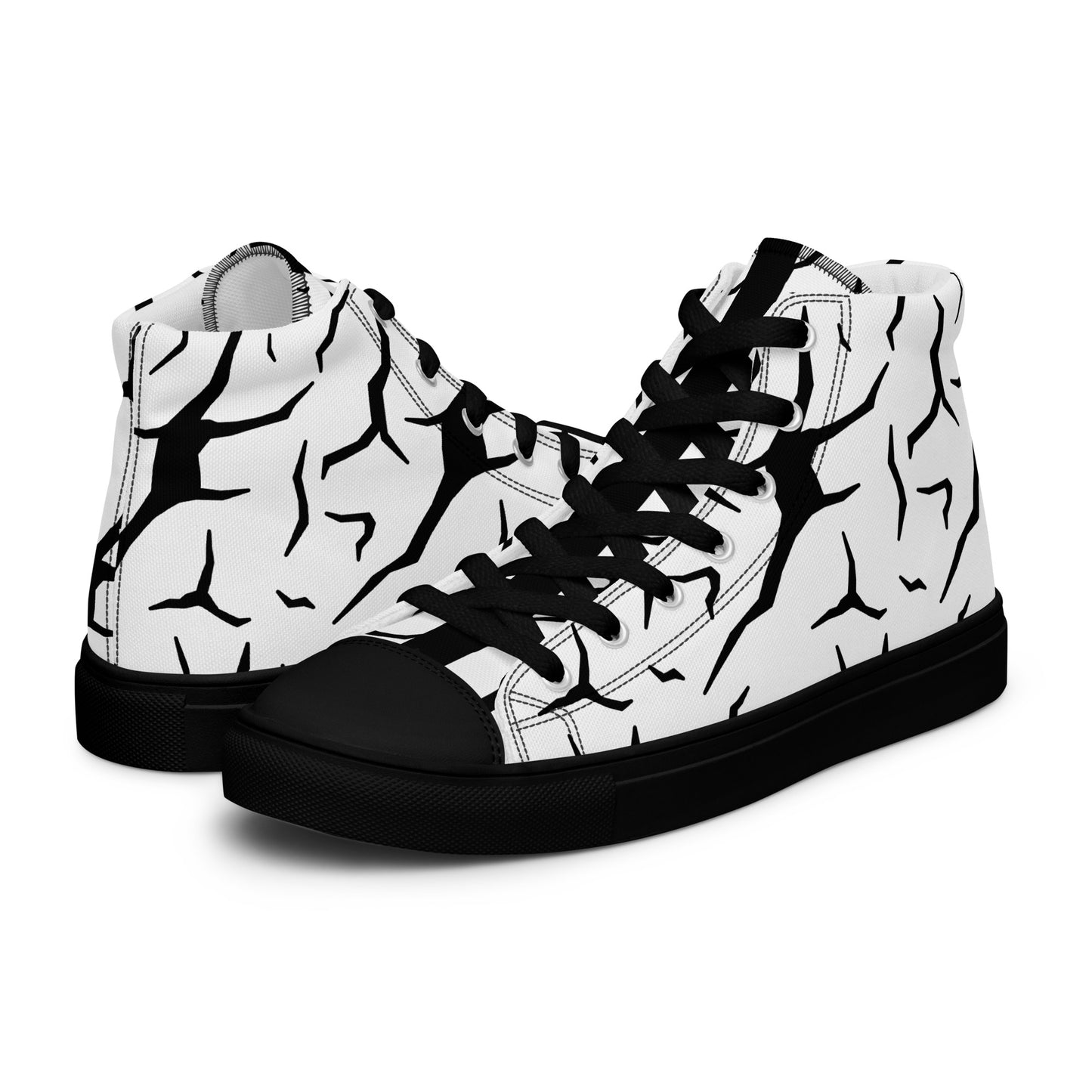 Black Cracked Print Women’s high top canvas sneakers