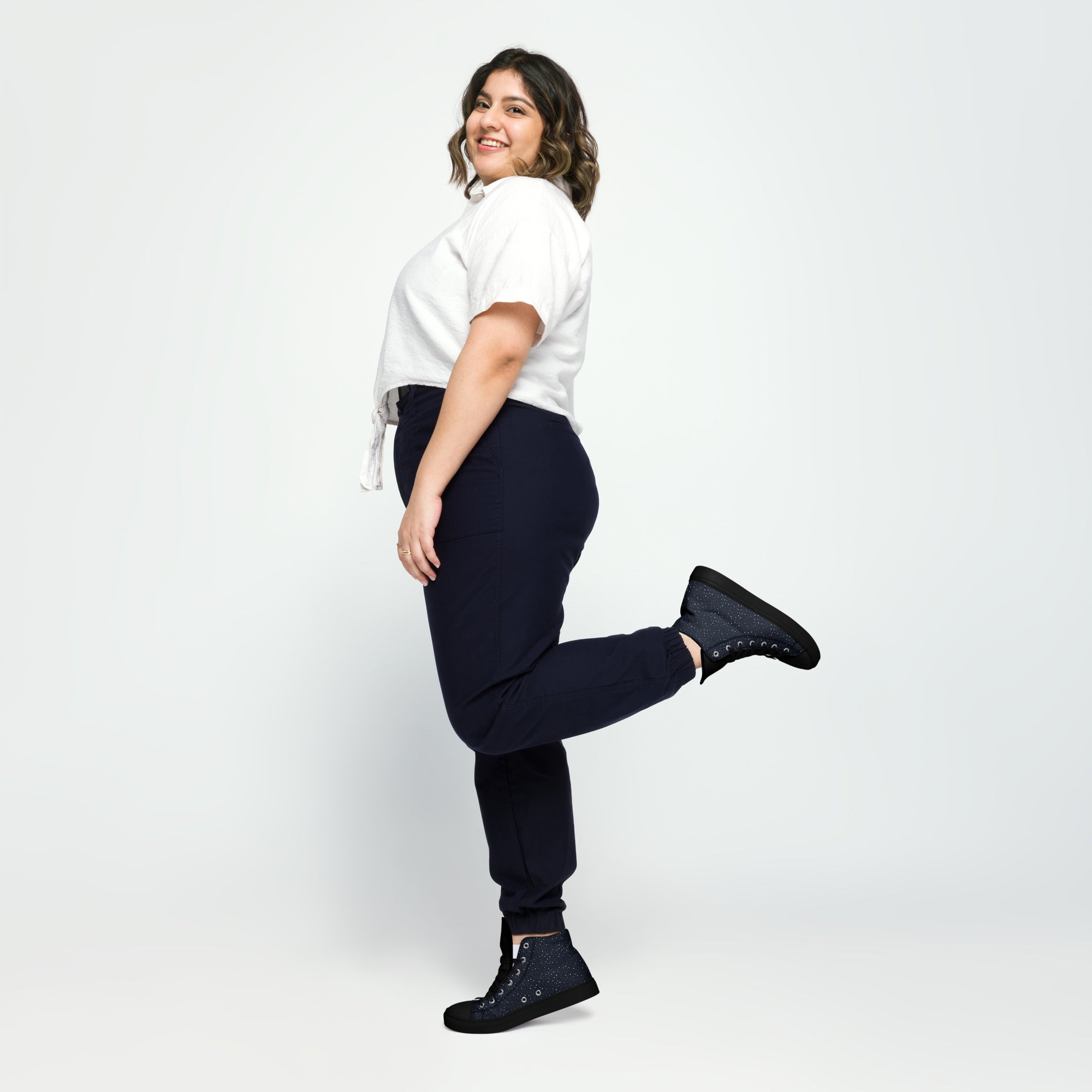 Space Print Women’s high top canvas sneakers