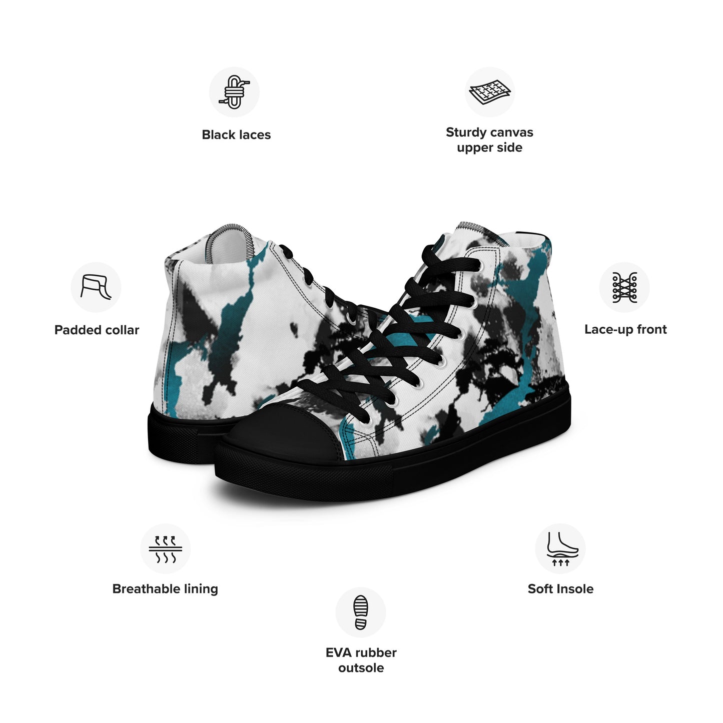 Blue and White Women’s high top canvas sneakers