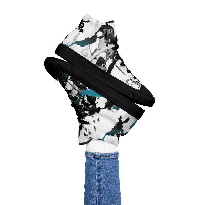 Blue and White Women’s high top canvas sneakers