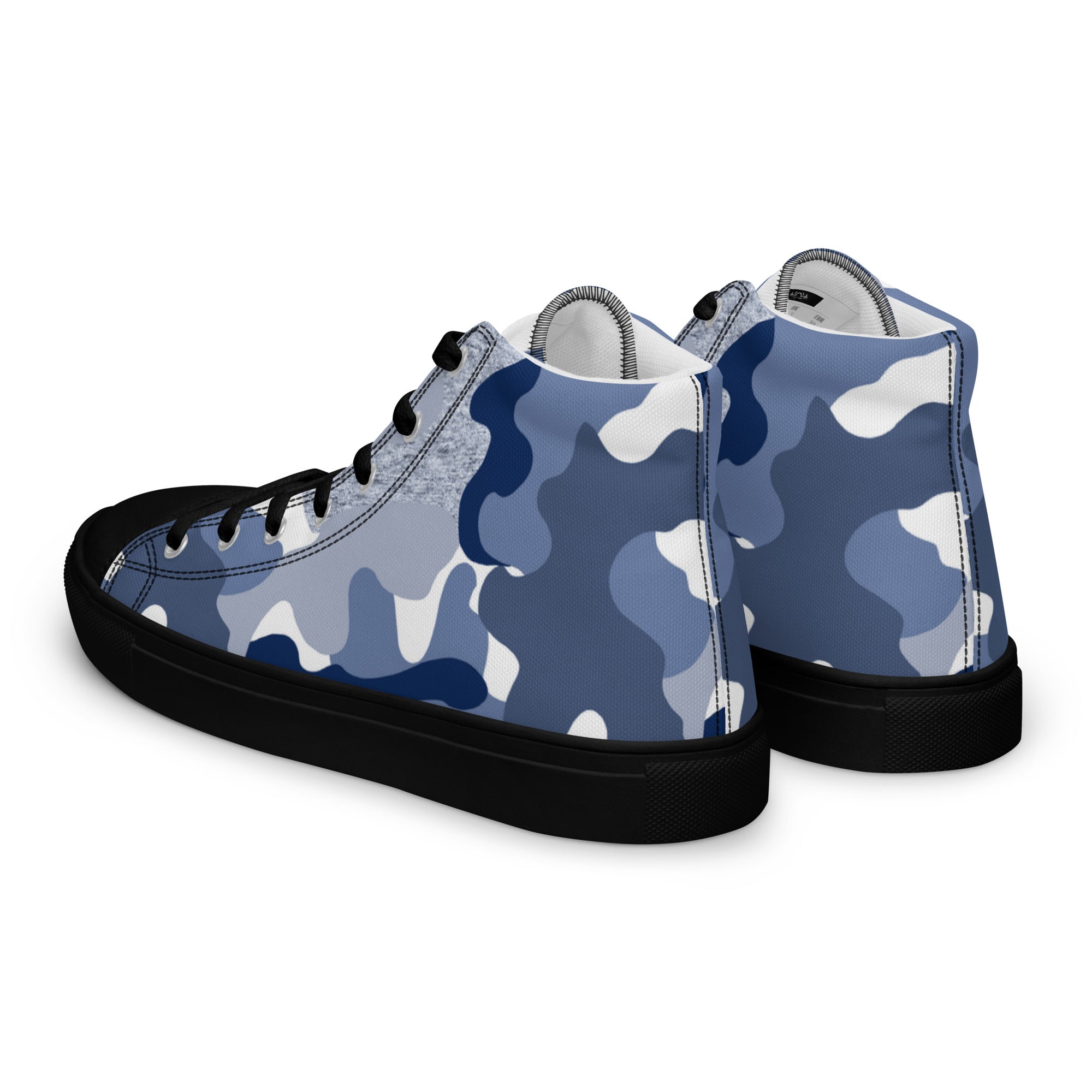 Blue Camo Women’s high top canvas sneakers