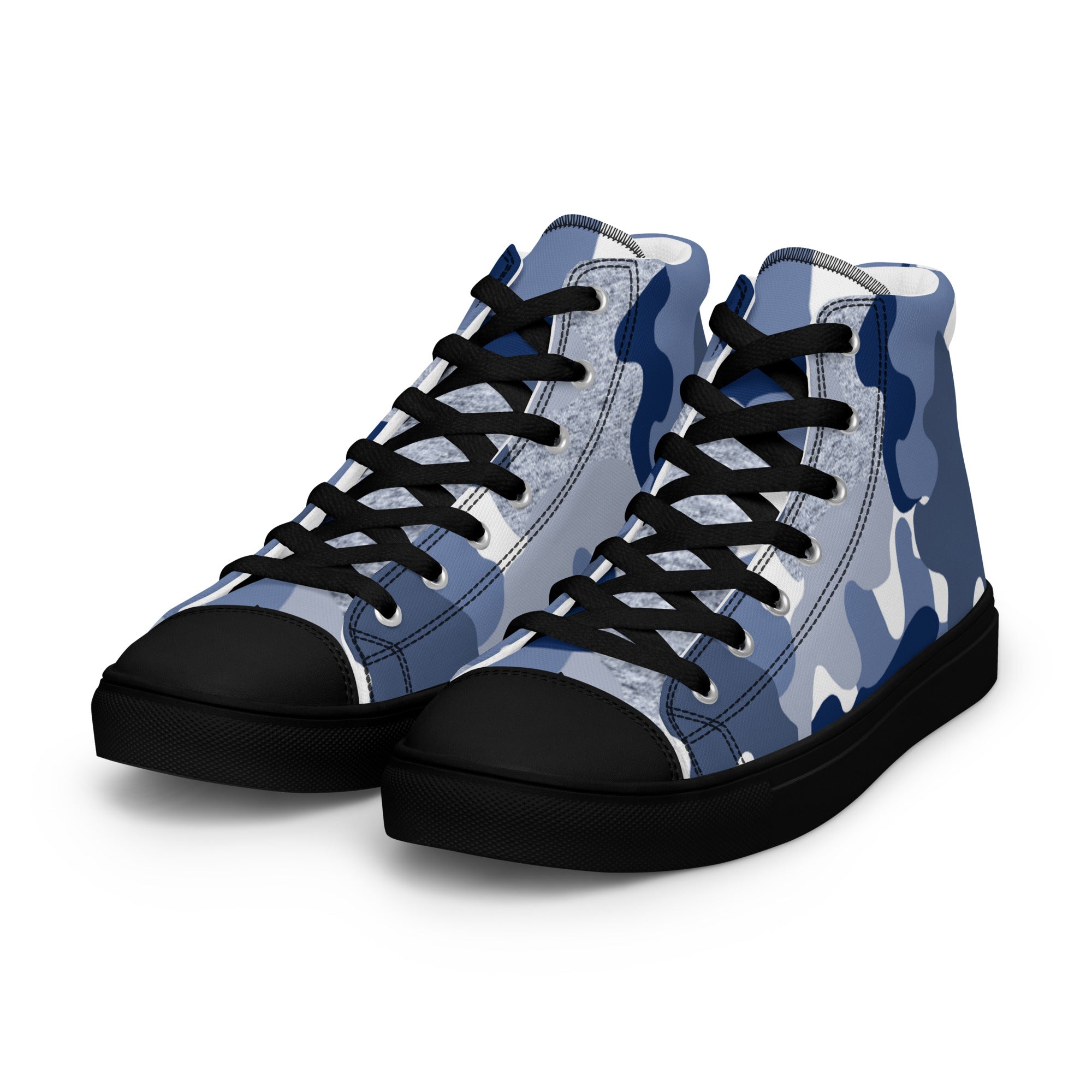 Blue Camo Women’s high top canvas sneakers