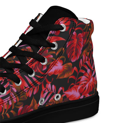 Leaf Print Women’s high top canvas sneakers