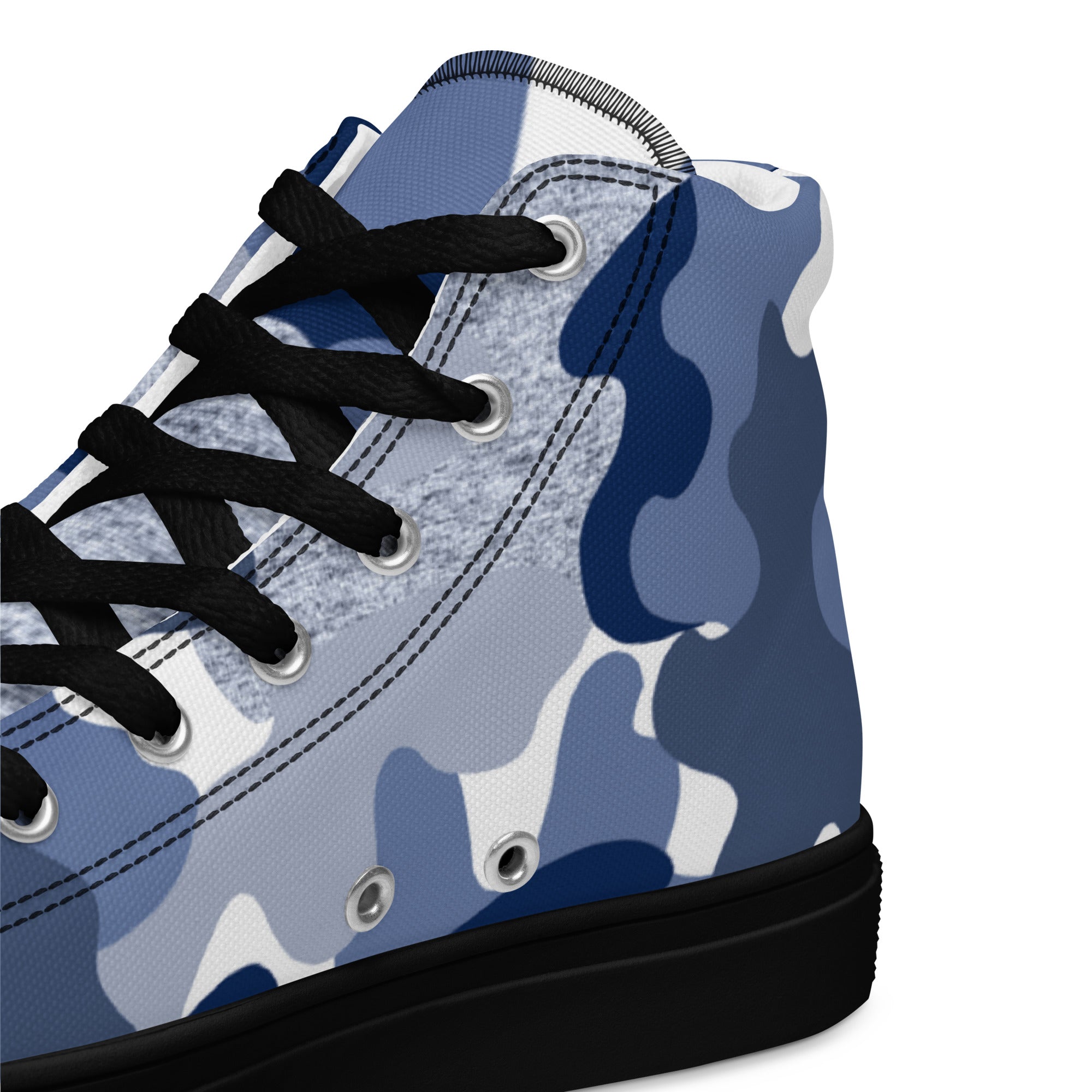 Blue Camo Women’s high top canvas sneakers