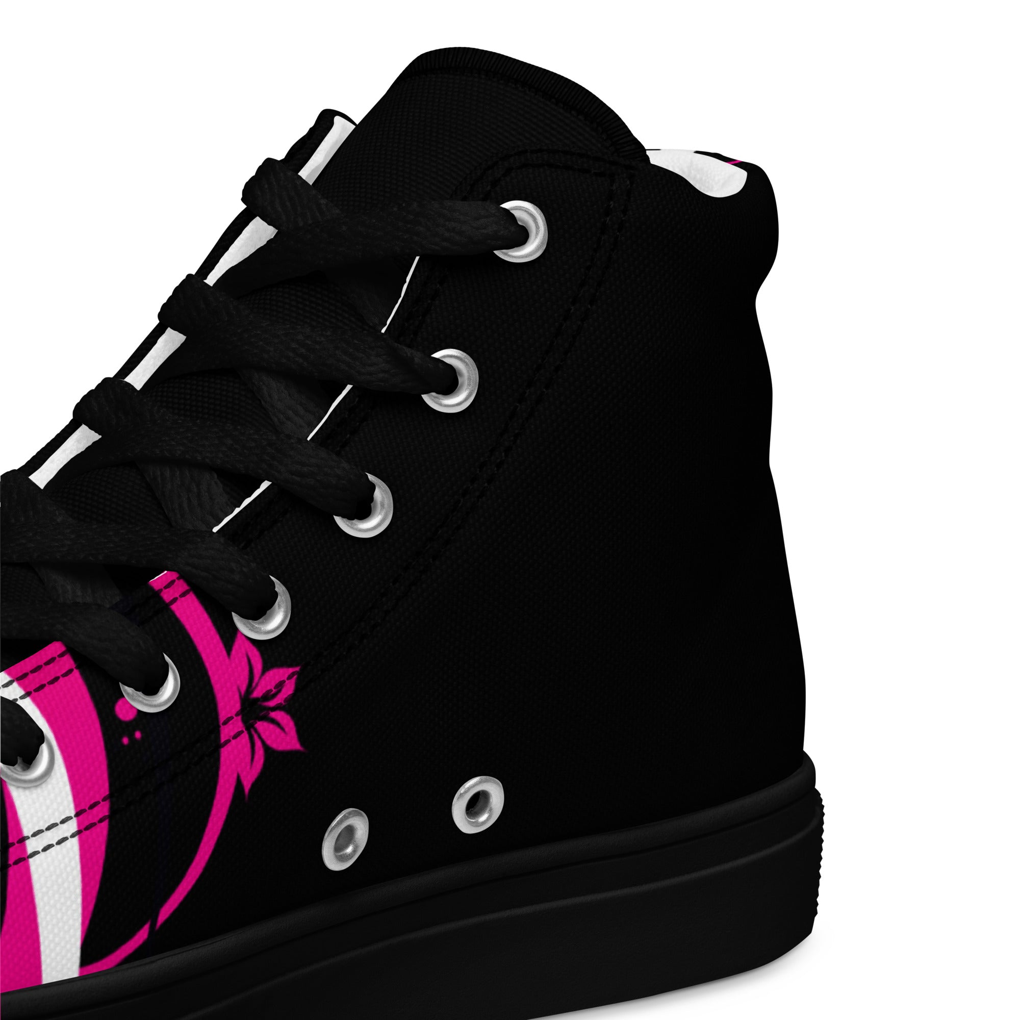 Pink Floral Print Women’s high top canvas sneakers