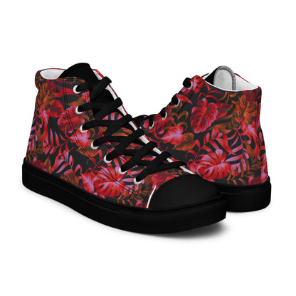 Leaf Print Women’s high top canvas sneakers