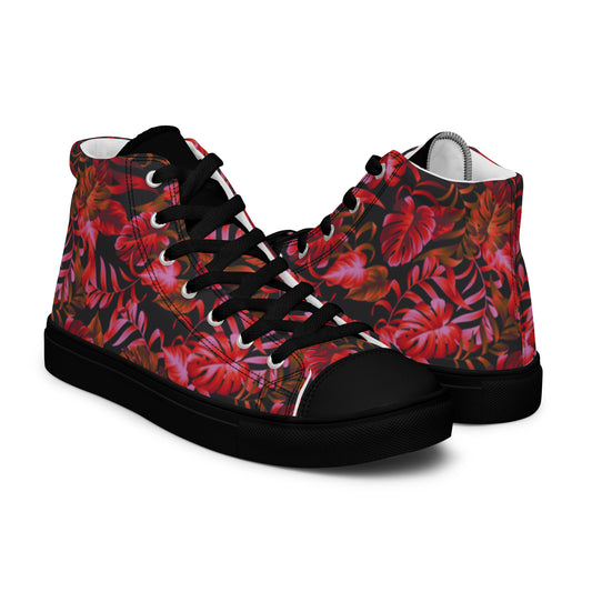 Leaf Print Women’s high top canvas sneakers