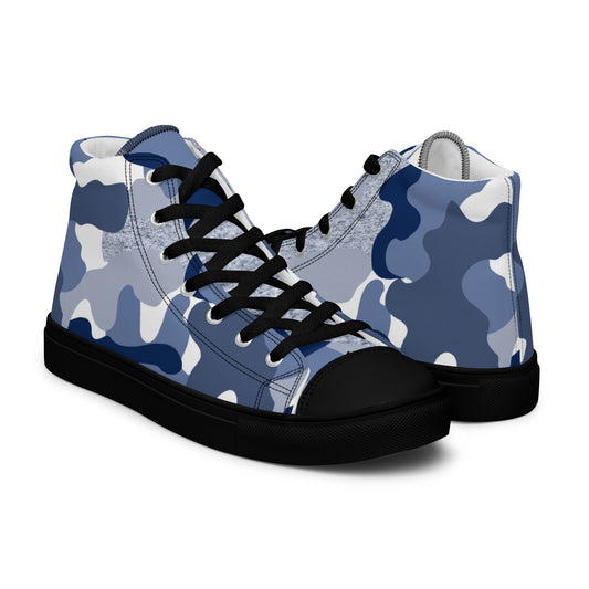 Blue Camo Women’s high top canvas sneakers