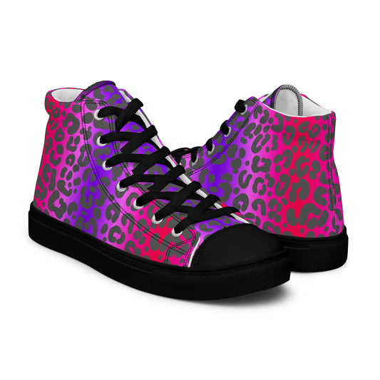 Cheetah Print Women’s high top canvas sneakers