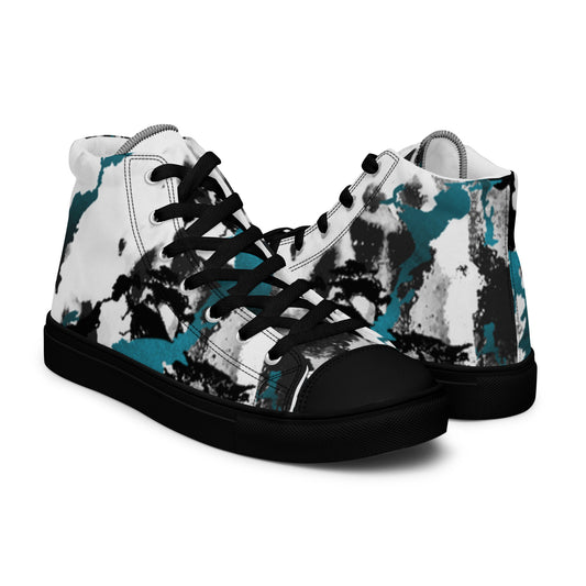 Blue and White Women’s high top canvas sneakers