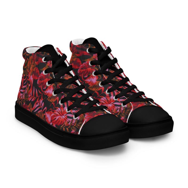 Leaf Print Women’s high top canvas sneakers