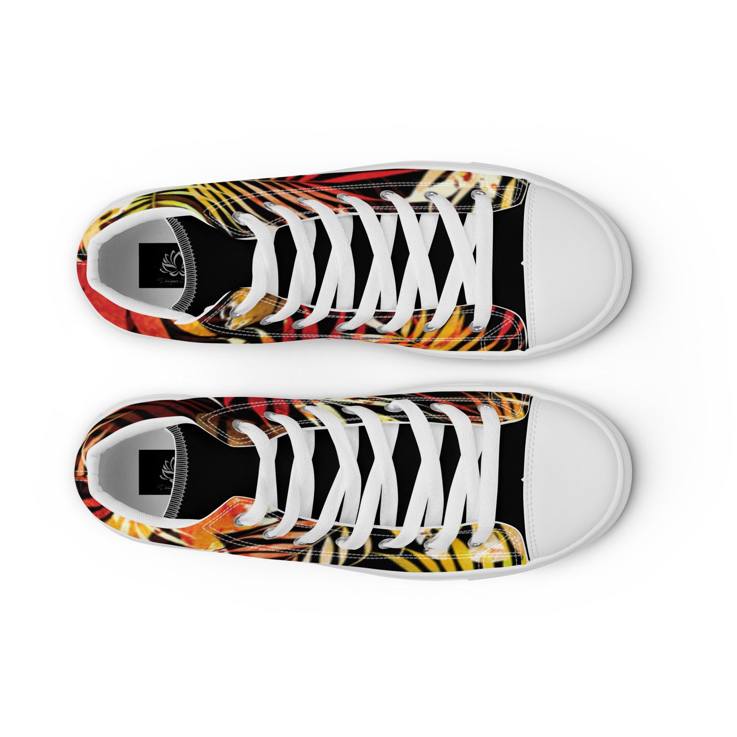 White Floral Print Women’s high top canvas sneakers