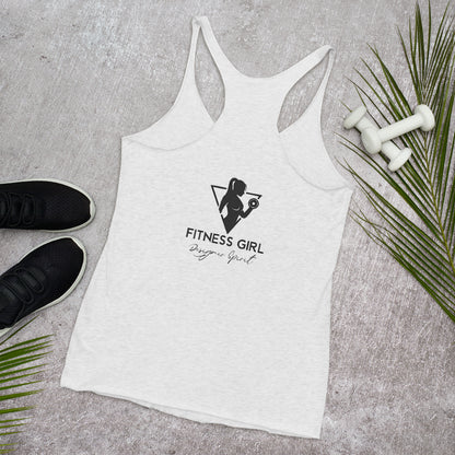 White and Black Fitness Girl Women's Racerback Tank