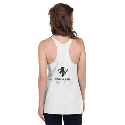 White and Black Fitness Girl Women's Racerback Tank