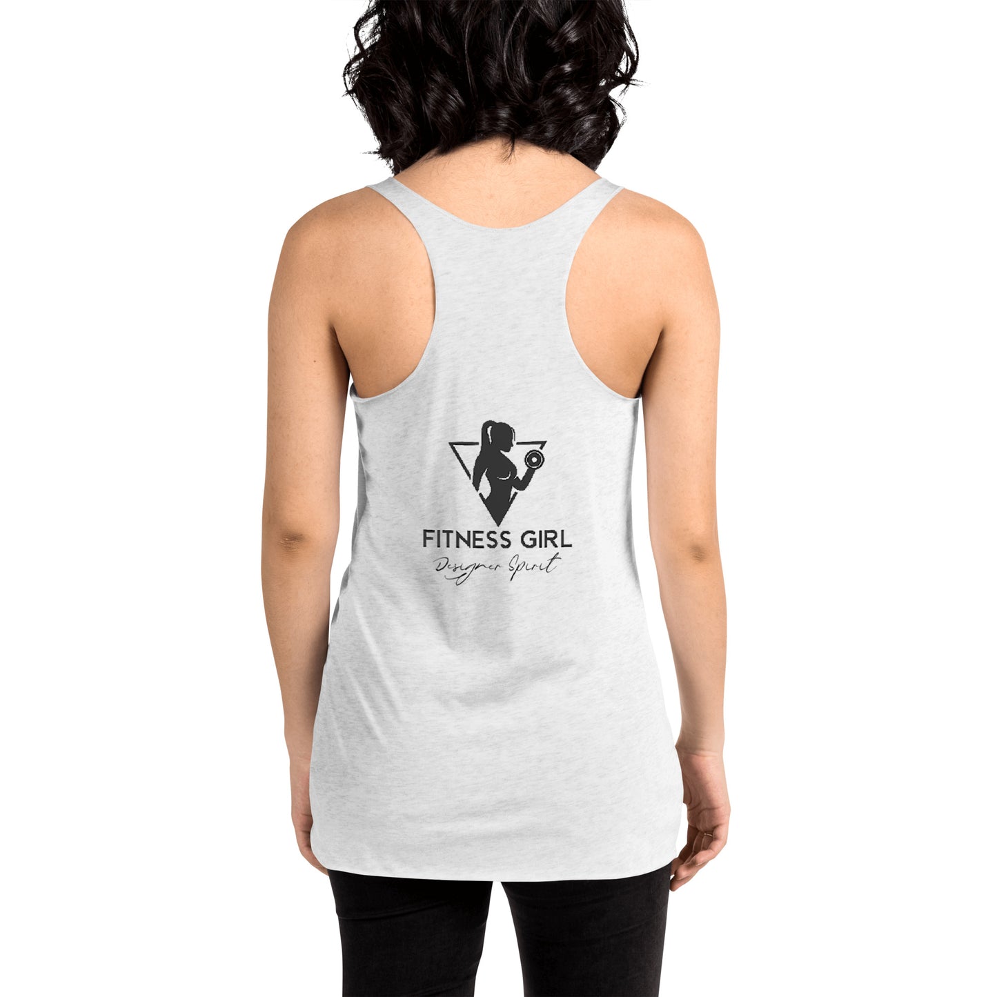 White and Black Fitness Girl Women's Racerback Tank