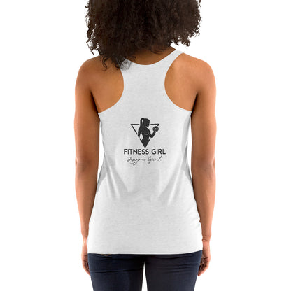 White and Black Fitness Girl Women's Racerback Tank