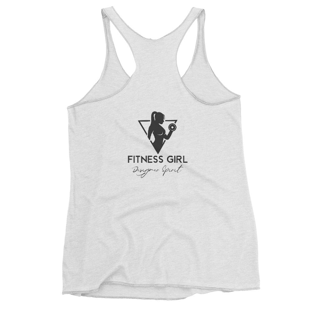 White and Black Fitness Girl Women's Racerback Tank