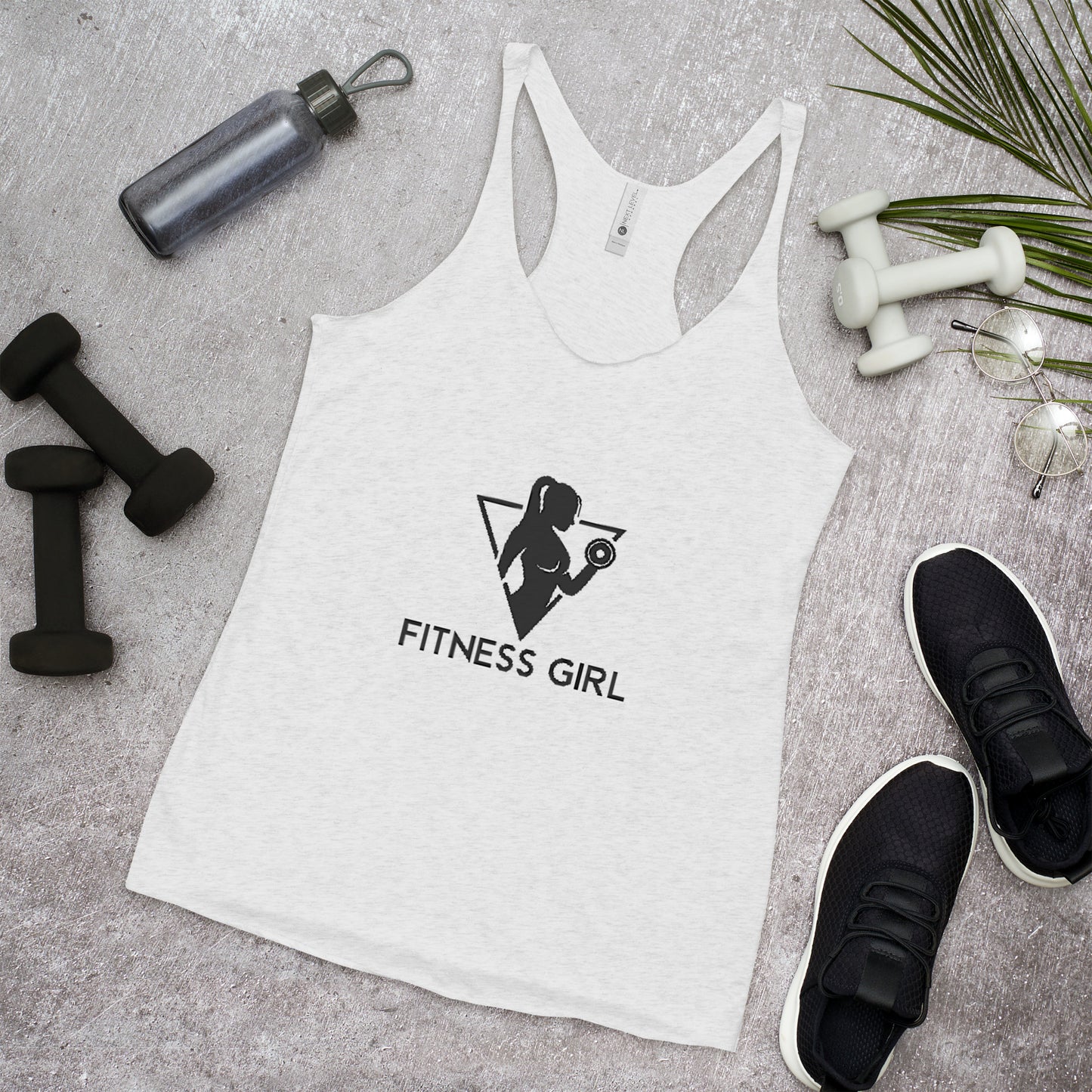 White and Black Fitness Girl Women's Racerback Tank