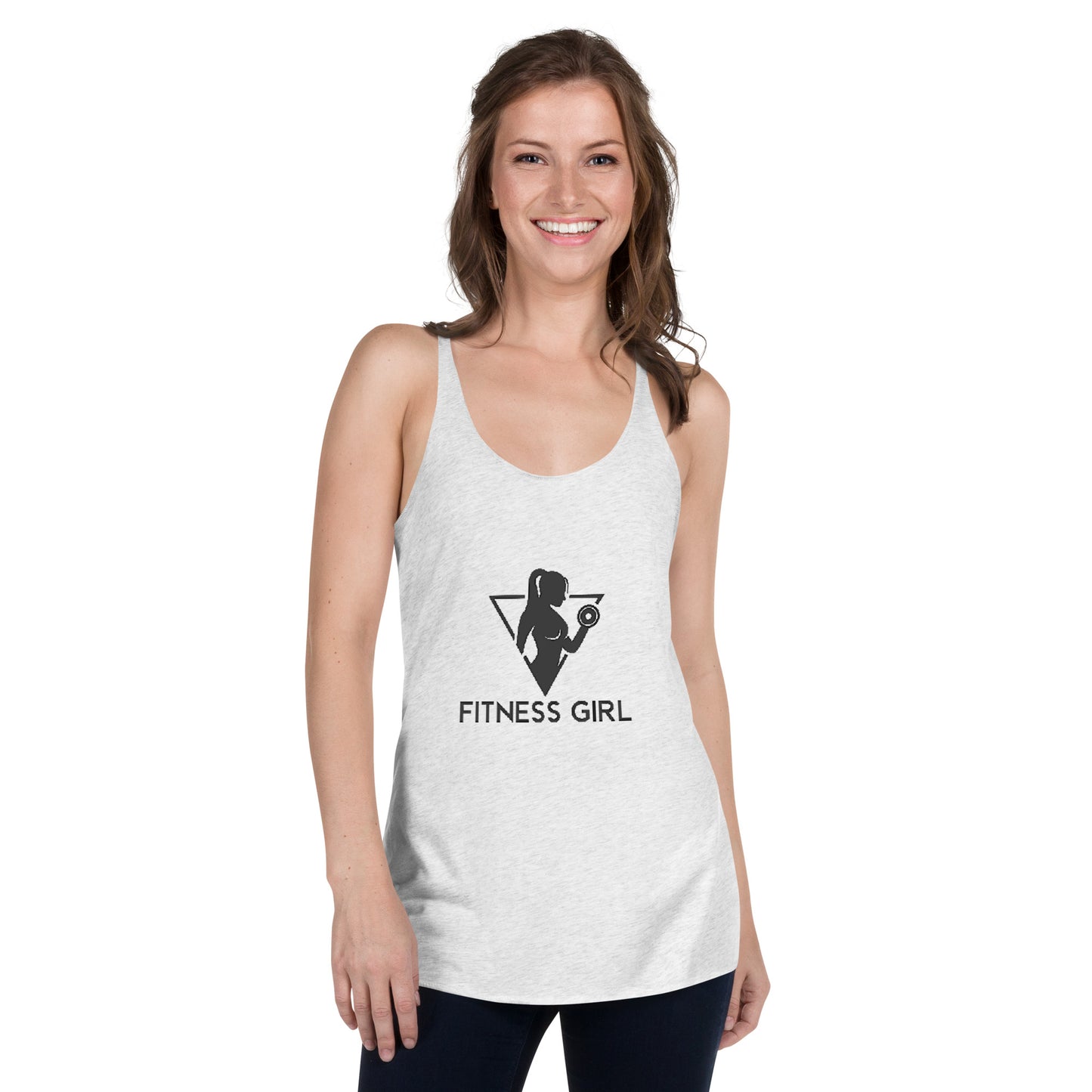 White and Black Fitness Girl Women's Racerback Tank