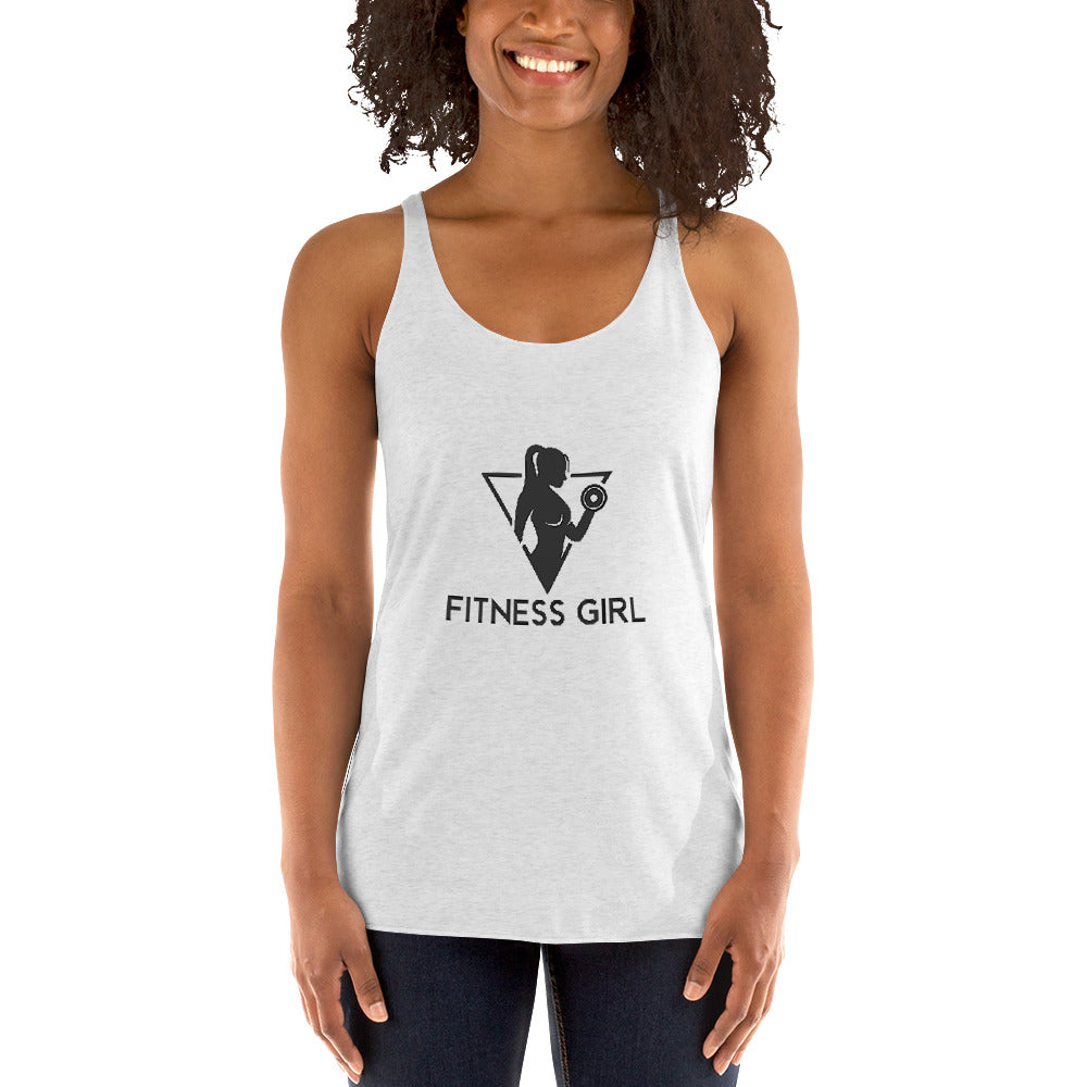 White and Black Fitness Girl Women's Racerback Tank