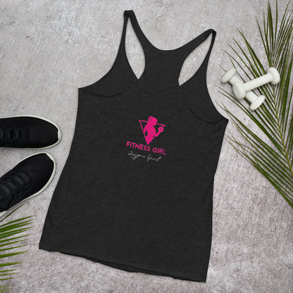 Black and Pink Fitness Girl Women's Racerback Tank