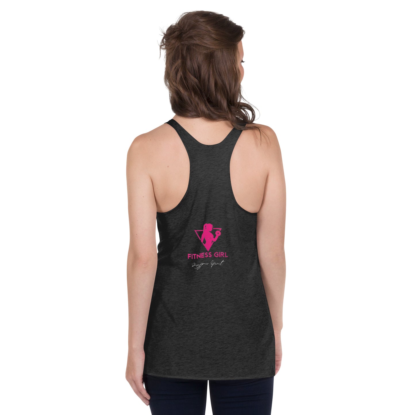 Black and Pink Fitness Girl Women's Racerback Tank