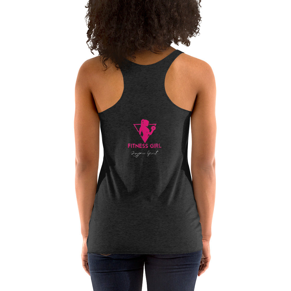 Black and Pink Fitness Girl Women's Racerback Tank