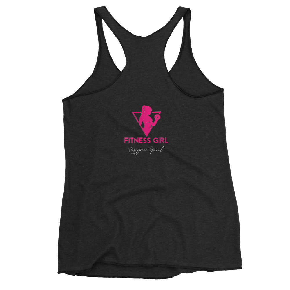 Black and Pink Fitness Girl Women's Racerback Tank