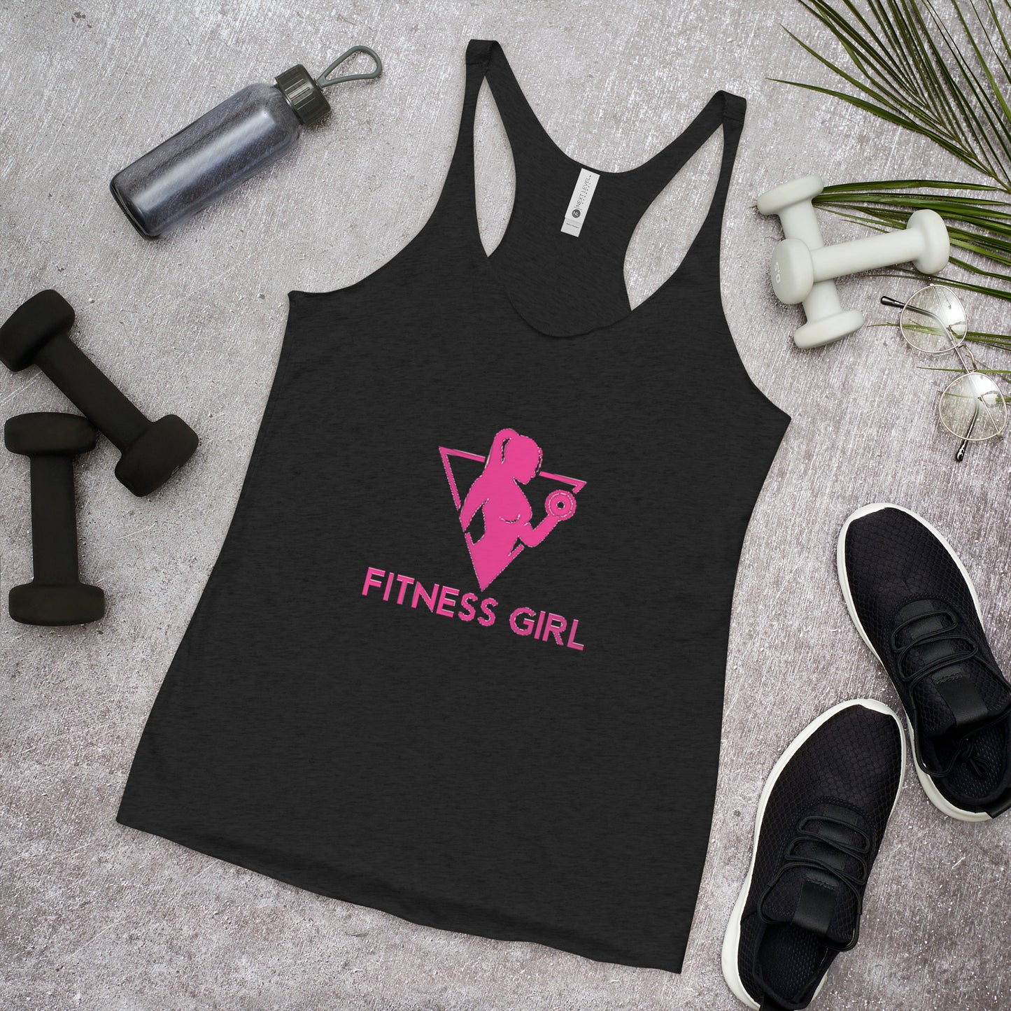 Black and Pink Fitness Girl Women's Racerback Tank