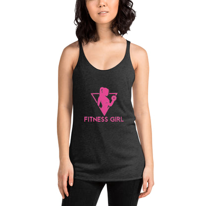 Black and Pink Fitness Girl Women's Racerback Tank