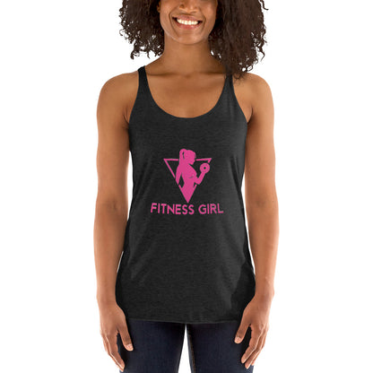 Black and Pink Fitness Girl Women's Racerback Tank