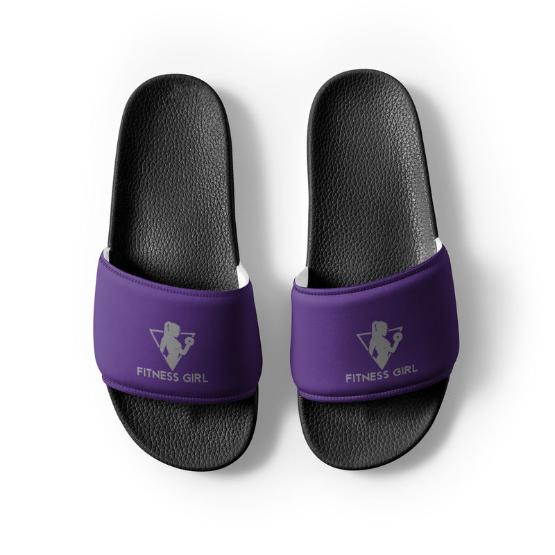 Purple and Gray Fitness Girl Women's slides